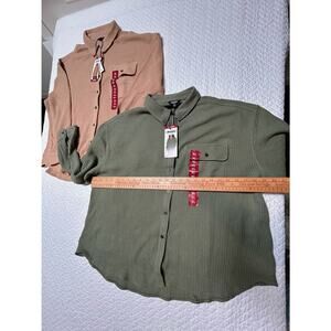 Set of 2 WOMEN’S BUFFALO JEANS WAFFLE LONG SLEEVE BUTTON UP BLOUSES/ Size XL